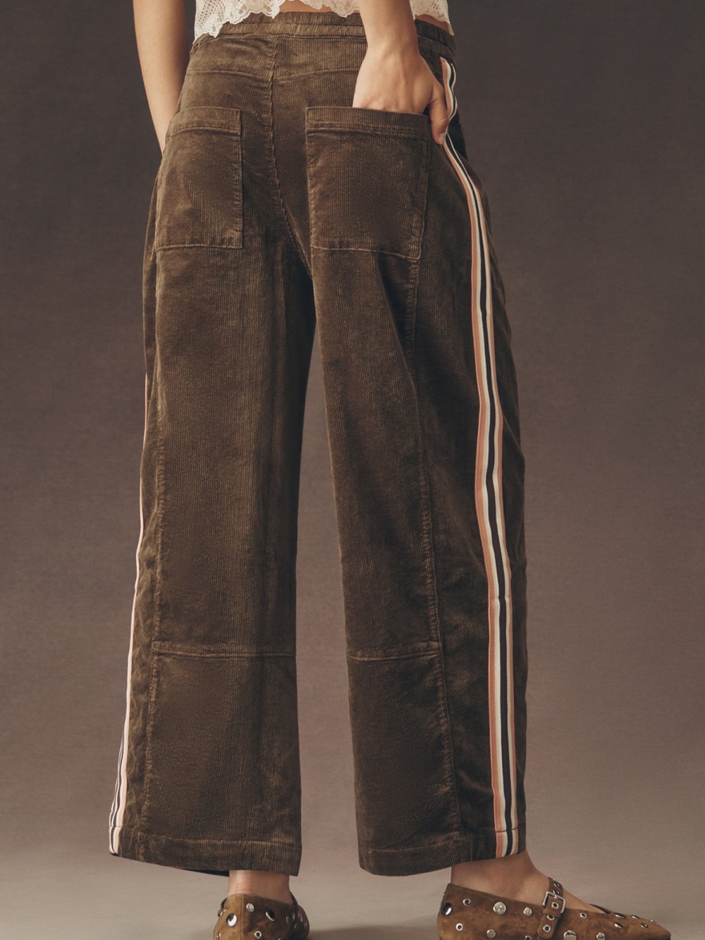 Anthropologie/Pilcro Relaxed Wide-Leg Stripe-Trim Pants, Size Medium, NWOT - Picture 2 of 5